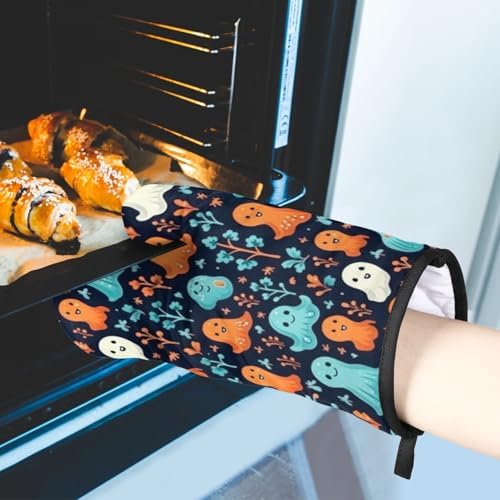 Cute Halloween Ghost Oven Mitts and Pot Holders Set of 2