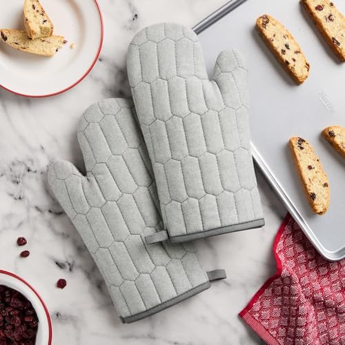 Martha Stewart Honeycomb Quilted Chambray Oven Mitt 2-Pack Set