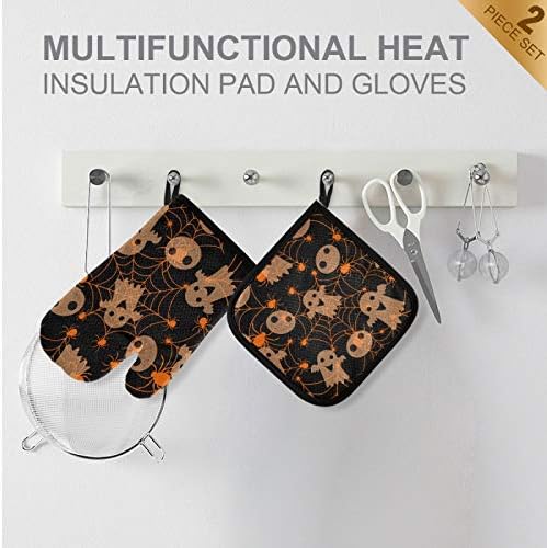 Halloween Cute Ghost Pot Holder Oven Mitt Set