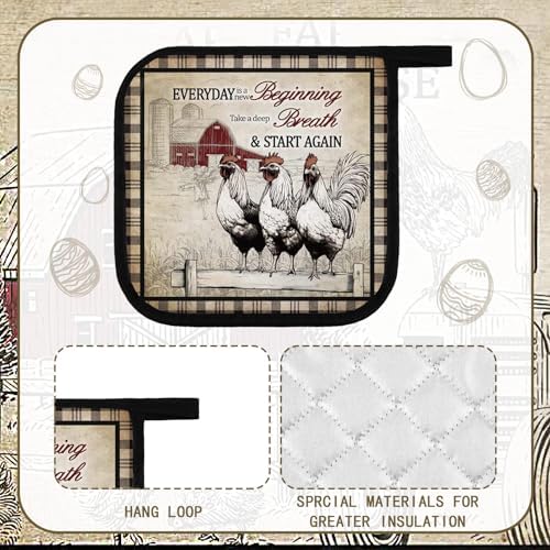 Bencailor 12 Pcs Farmhouse Rooster Potholders