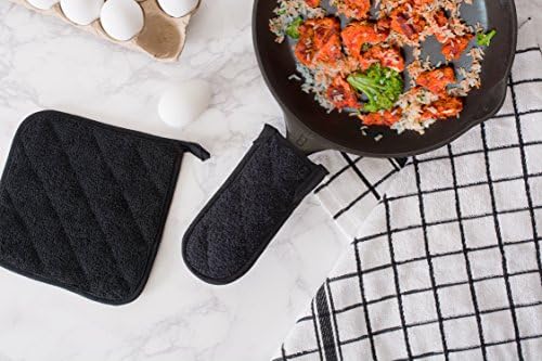 Versatile Safe 3-Piece Cotton Potholders Set Black