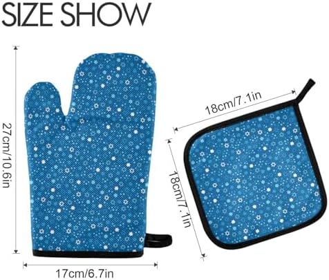 Hanukkah Stars David Oven Mitts Potholders Set