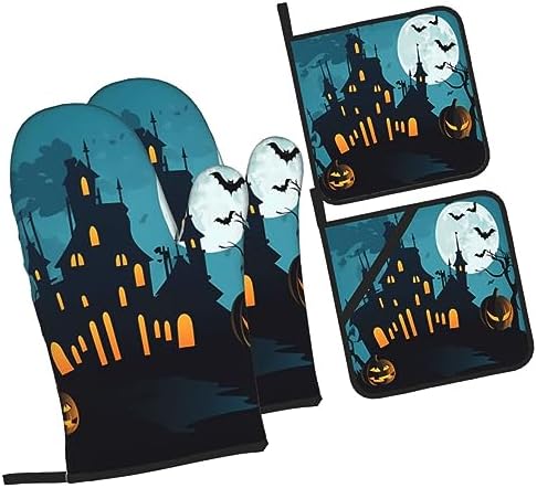 4-Piece Halloween Oven Mitts Potholders