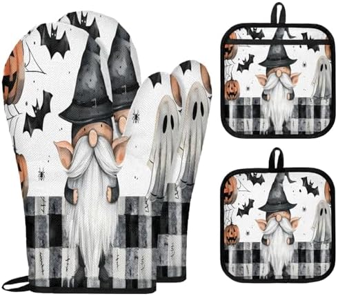 TropicalLife Gnomes Oven Mitts and Pot Holders 4 pcs Set