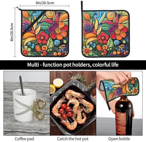 HOYYU Heat-Resistant Boho Potholders Set