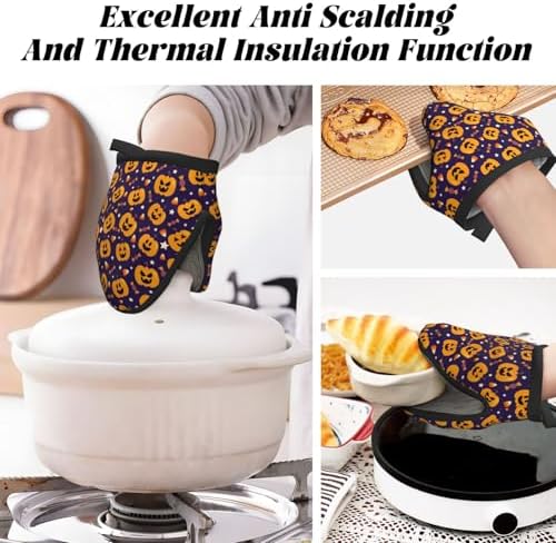 Mini Silicone Oven Mitts - Halloween Kernel Pumpkins for Cooking Baking Allure