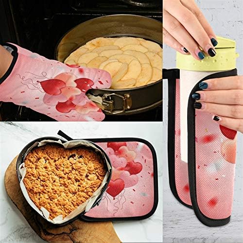 AUUXVA Heat Resistant Cotton Oven Mitts Set with Potholders