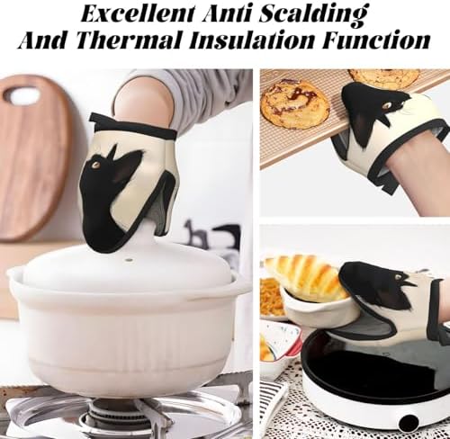 Vendhui Halloween Black Cat Mini Silicone Oven Mitt Heat-Resistant Slip-Proof