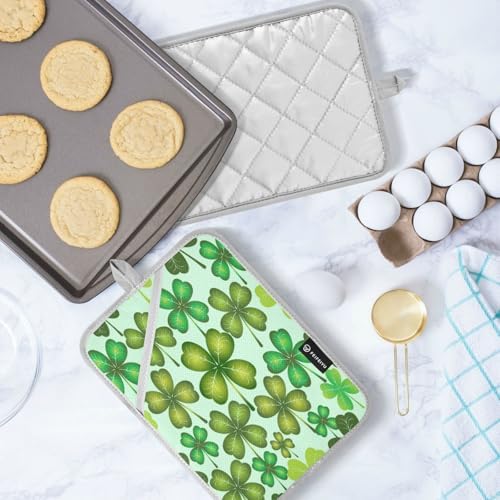 KCldeci Four Leaf Clover Heat-Resistant Oven Mitts for Baking and Cooking