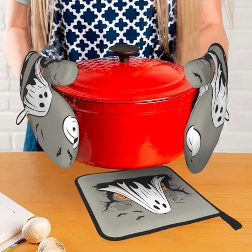 Halloween Ghost Pattern Thicken Pot Holder Set - Durable Waterproof Must-Have Kitchen Tool