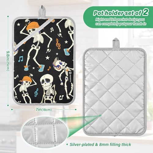 OURVII Halloween Potholders with Pockets 2 Pack