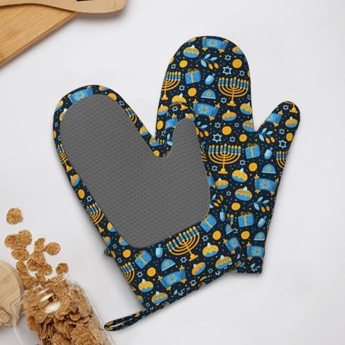 Happy Hanukkah Silicone Oven Mitts for Kitchen Essential