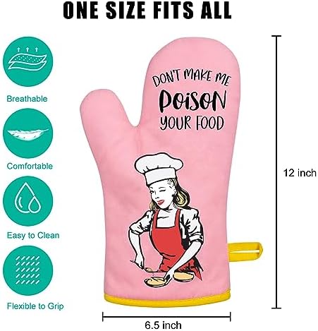 Funny and Warm Retro Baking Oven Mitt Set for Women