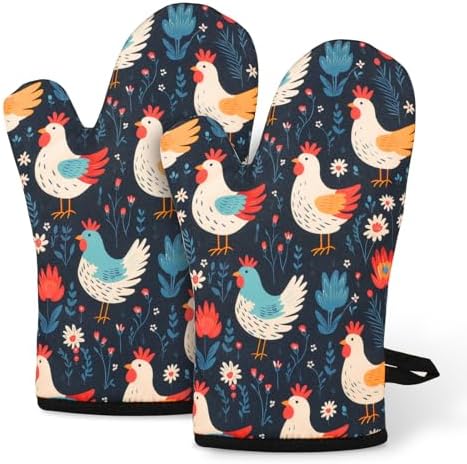 Miracu Oven Mitts Cozy Hen Kitchen Accessories for Cooking Entertaining