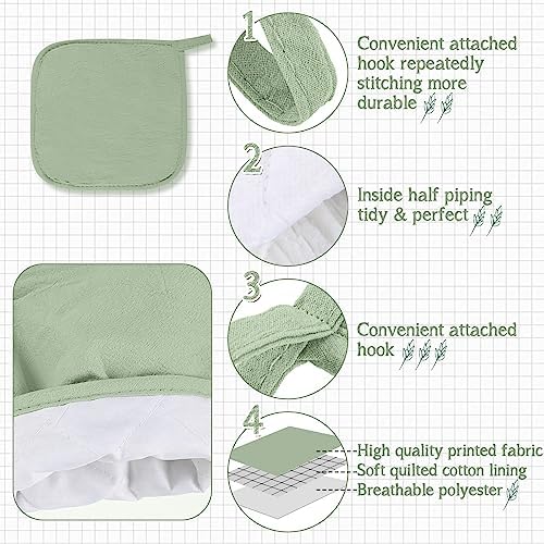 Rtteri 5-Piece Sage Green Oven Mitt Kitchen Towels Set
