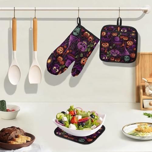 Versatile Heat-Resistant Potholders Oven Mitts 4pc Set