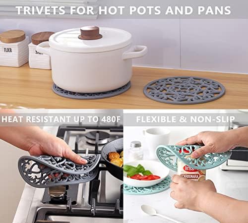Domonic Home Heat-Resistant Oven Mitts Set Silicone for 600F Protection