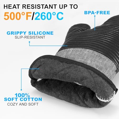 Premium Silicone Oven Mitts Set for Baking Grilling