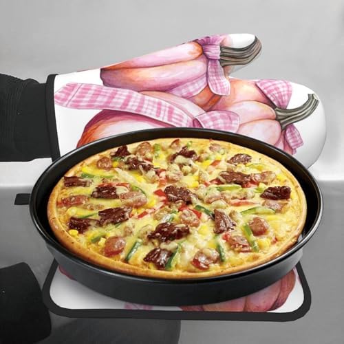 Halloween Treat Heat-Resistant Oven Mitts Set for Baking BBQ