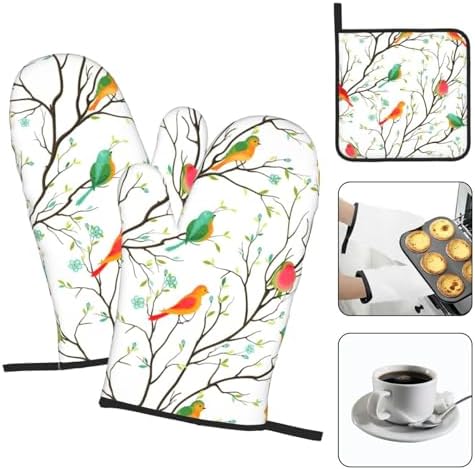 Cute-Loving LANAIQO Birds Oven Mitts Set