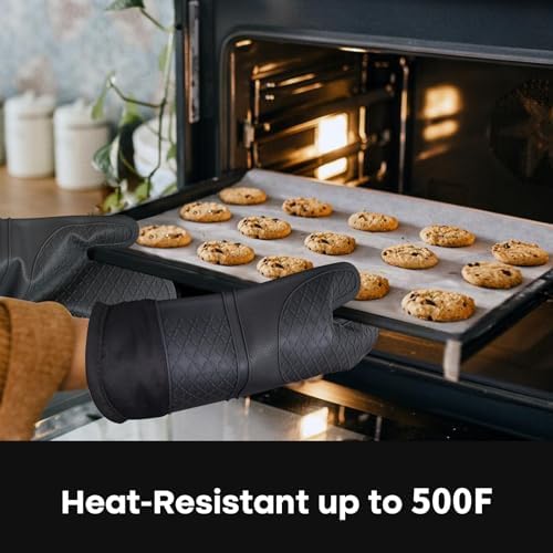 Premium Silicone Oven Mitts Heat-Resistant up to 500F