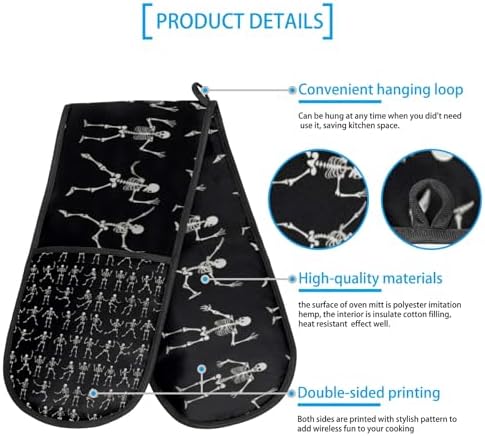 Tavisto Halloween Skull Oven Mitts Heat Resistant Double Gloves