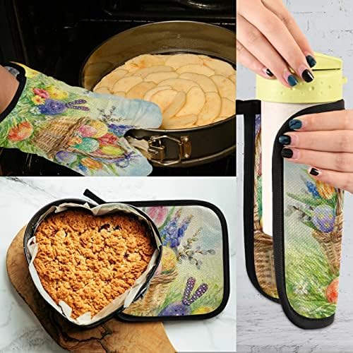 Colorful Easter Egg Oven Mitt Set