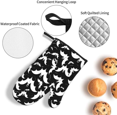 Halloween Scary Bats Oven Mitts and Pot Holders Sets for Discussions