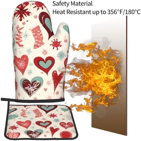 Perfect Heart-Shaped Oven Mitts and Pot Holders 2-Pack
