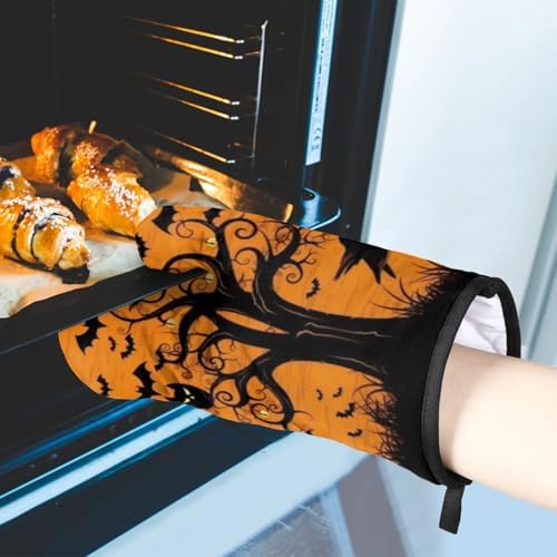 Aglebo Halloween Owls Oven Mitts Pot Holders Set of 2