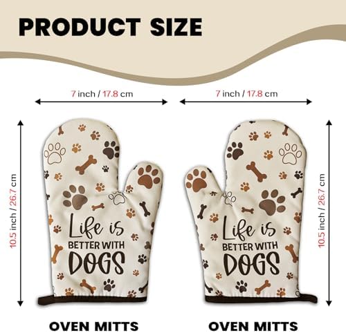 GOSJINNK 2 Pcs Funny Dogs Oven Mitts Set Heat Resistant