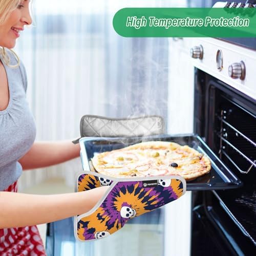 OurVii Tie Dye Spiral Circle Skull Pot Holder Set