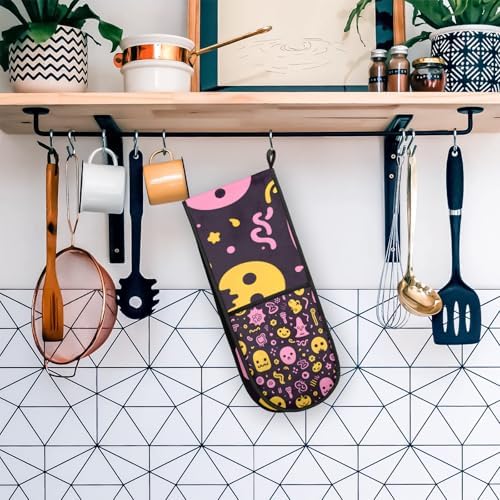 Halloween Abstract Ghosts Double Oven Mitts