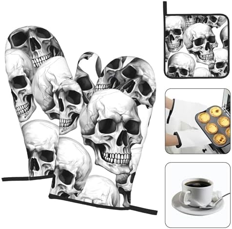 Halloween Skull Oven Mitts Pot Holders for Day of the Dead