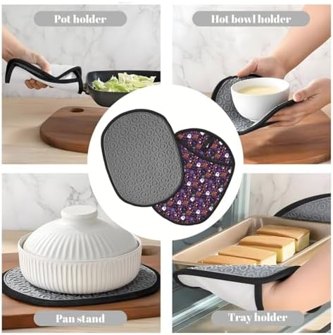 Halloween Candy Pot Holders Heat Resistant Oven Mitts with Pocket