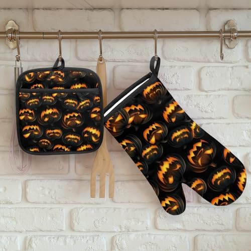 Halloween Wanted Oven Mitts P_lhs Set With 2 Cookware Protectors