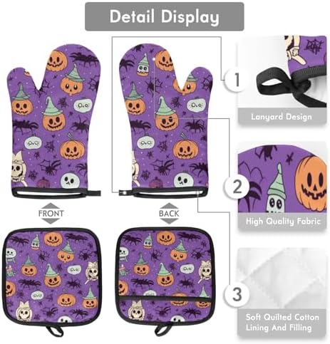 Halloween Art Pumpkins Oven Mitts Pot Holders