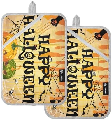 OurVii Halloween Spiderweb Pumpkins Pot Holder Set