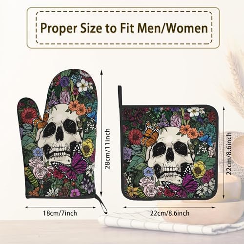 Gothic Skull Pot Holders Oven Mitts