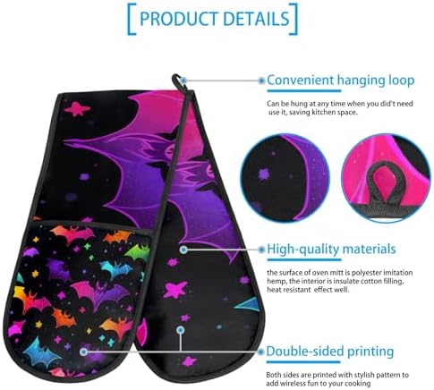 Halloween Colorful Bats Double Oven Mitt