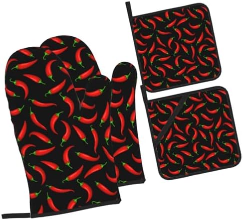 Red Hot Chilli Peppers Hand Underestimate Proof Oven Mitts Set of 4