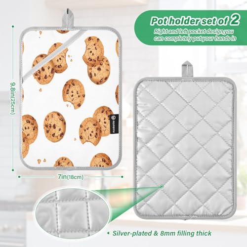 Kcldeci Cookie Pattern 2Pack Pot Holder Set - Durable Heat-Resistant Kitchen Pots Pans
