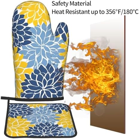 Dahlia Pinnata Oven Mitt Pot Holder Set
