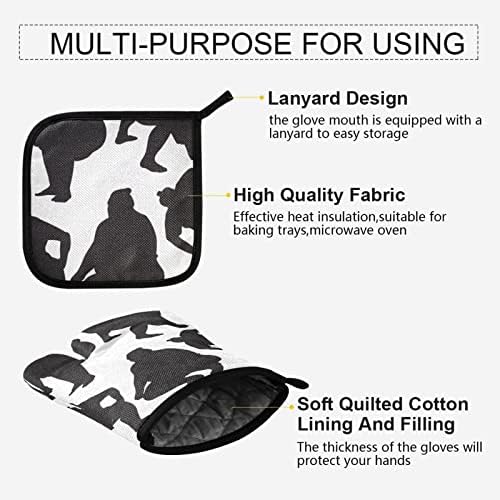 Exnundod Japanese Sumo Wrestlers Oven Mitts and Pot Holders Set