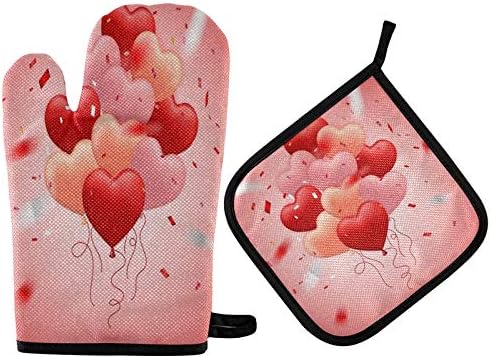 AUUXVA Heat Resistant Cotton Oven Mitts Set with Potholders