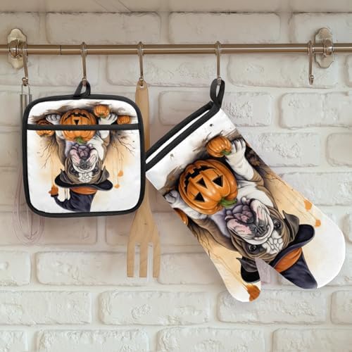 Aglebo Halloween Oven Mitts Pot Holders Set of 2 1