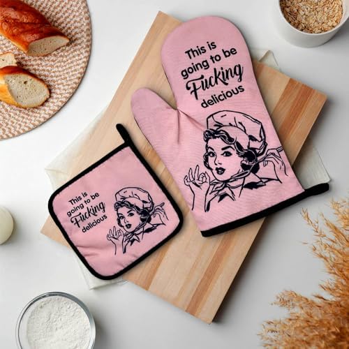 Funny Oven Mitts and Pot Holders Set of 2