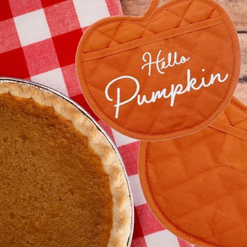 A1U Orange Pumpkin Shaped Oven Mitt Set of 2