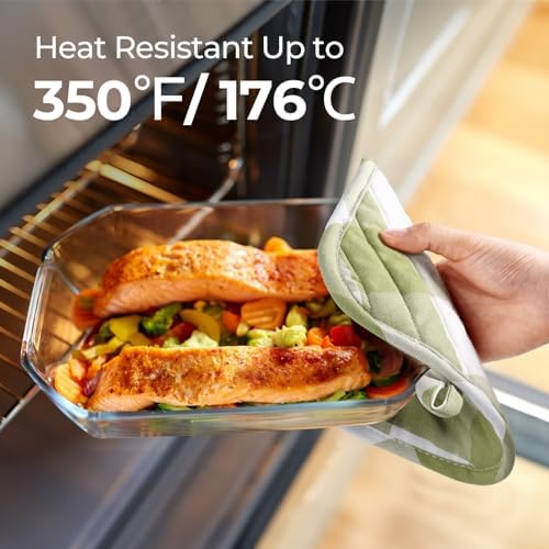BONTHEE Green Plaid Pot Holders - 2PCS Heat Resistant Kitchen Potholders