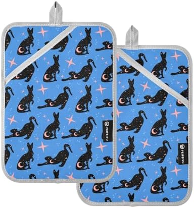 Halloween Black Cat Heat Resistant Pot Holder Set